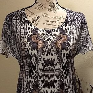 Mixed Print Studded Top, NIB